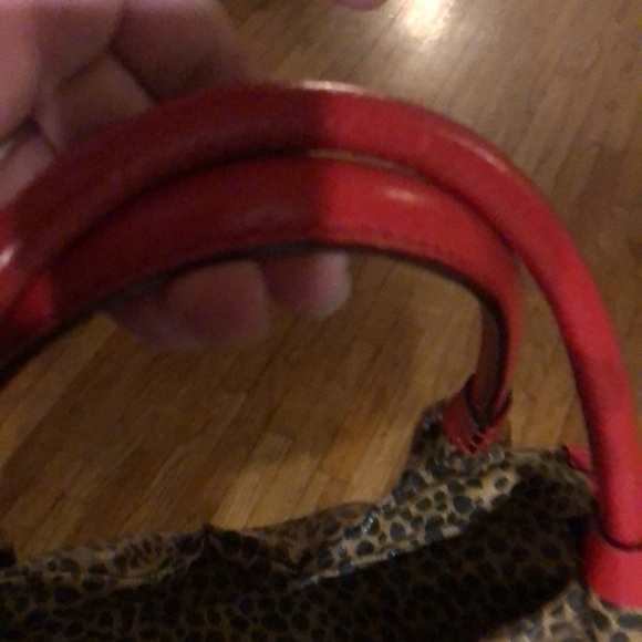 Kate Spade large black and tan leopard print handbag red leather with wallet - Picture 10 of 16